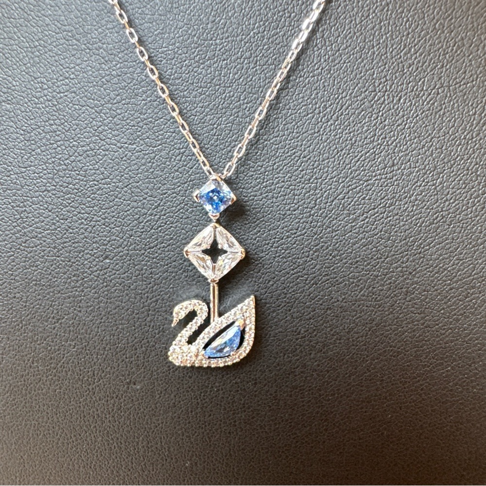 Swarovski Dazzling Blue Swan CZ Pendant Necklace - Style 5530625